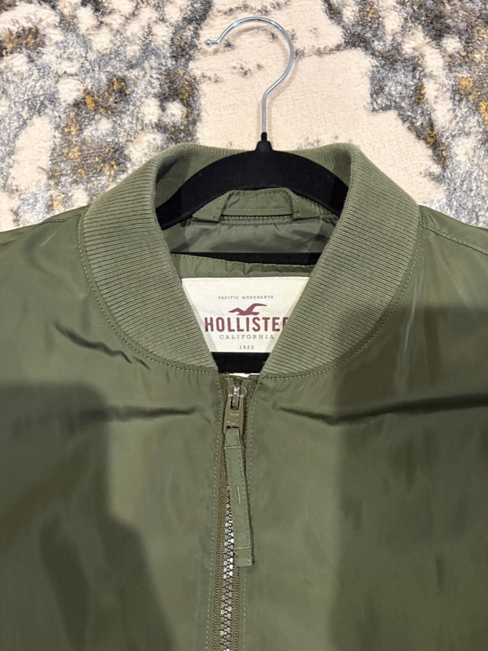 Hollister Olive Green Bomber Jacket - Zip Front